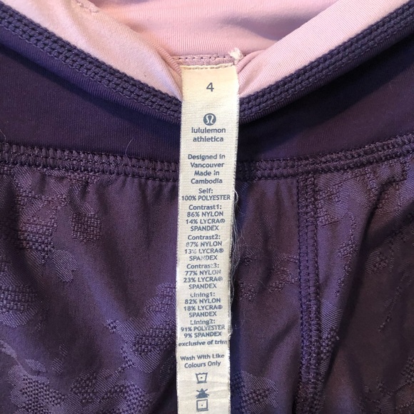 Lululemon Speed Short Rare Concord Grape Jacquard Embroidered Floral Print - Picture 7 of 7